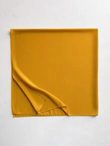 1条简约纯色轻薄透气110厘米雪纺方巾，女士时尚百搭头巾，夏季防晒薄款围巾，适合海滩、度假等场合 - 芥末黃 - 查看 3