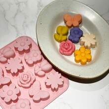 1pc Silicone Rose & Tulip Flower Chocolate Mold, Bowknot Jelly Ice Cream Pudding Soap Mold, Suitable For Making Desserts - Multicolor - View 4