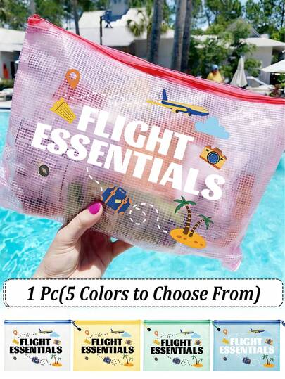Bolsa organizadora de viagem com tema de aeroporto, nécessaire de malha para cosméticos e maquiagem, bolsa organizadora transparente, nécessaire de viagem, bolsa de maquiagem, nécessaire para cuidados com a pele, organizador de bagagem, itens essenciais para viagens e cruzeiros, ideal para comissários de bordo, estudantes, viagens a negócios e férias, itens essenciais para viagens, presentes para entusiastas de viagens, Dia dos Namorados, lembrancinhas, presentes para madrinhas.