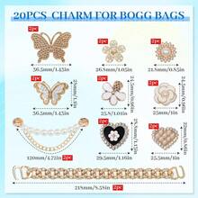 20 Pcs Beach Bag Charms For Bogg Bags DIY Accessories Flower Butterfly Pearl Chain Cute Decoration For Rubber Tote Beach Bags Women's Beach Bag Decor - default - 查看 3