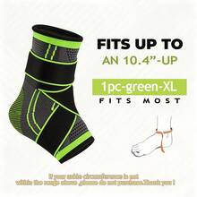1pc Black & Green Adjustable Ankle Brace, Soft & Comfortable, Dual Protection, Snug Fit, Lightweight & Breathable, Suitable For Running, Yoga, Fitness - màu xanh lá - Xem 10