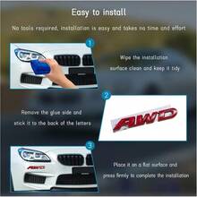 AWD Emblem Sticker, 3D Metal Letter Tailgate Side Badge Decal, Self Adhesive Auto Side Fenders Decoration All Wheel Drive, Universal Vehicle Exterior Decor Accessories (Red) - A - Xem 4