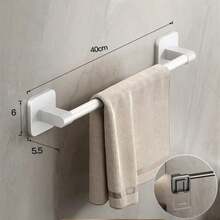 Soporte para toallas de baño, estante para pantuflas sin perforaciones, estante para toallas montado en la pared, barra para toallas, accesorios de cocina y baño X4Z9 - Gris--40CM - Ver 3