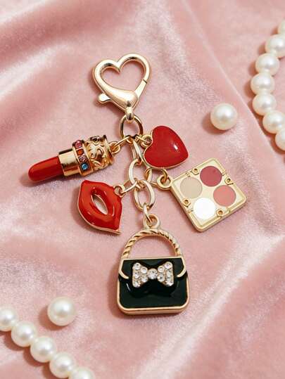 1pc Elegant Alloy Keychain,Charming Enamel Keychain For Women, Featuring An Eyeshadow Palette Design, Love Theme Keyring,Perfect As A Gift For Ladies, Including A Makeup Keychain And Handbag Accessory,Perfect Wedding Festival Gift Or Accessory For Ladies' Handbag,Mother's Day Gift