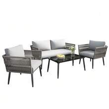Outdoor Table & Chair Sets - Grey - View 4