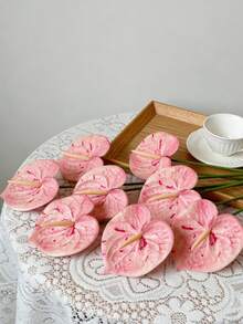 3/5/10支装仿真粉色波点红掌百合花，仿真红色火焰百合花，适用于家居装饰、婚礼装饰、人造花、婚礼用品、派对用品、室内装饰、办公室、酒店、家居桌面装饰、室内装饰 - 斑點粉 - 查看 7