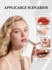 DUcare Pro Artist Approved All-In-One Multi-Tasker Makeup Brush With Protective Cover: Simplify Your Makeup Routine & Vanity Essentials For Lips, Concealer, Cream Blush, Liquid Foundation, Eyebrow, Eyeshadow, Countouring, Highlighting & Spot Coverage - Brown - View 2