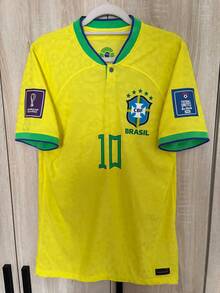 2022 World Cup Brazil Home Stadium N Eymar No. 10 Jersey Fan Version Short-Sleeved Football Jersey - Màu vàng - Xem 2