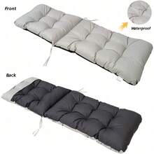 Waterproof And Sun-Proof Garden One-Piece High-Back Chair Cushion, Foldable Patio Chair Cushion - Light Grey - View 2