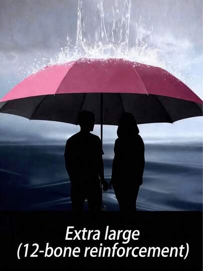 Unisex Large 12-Rib Windproof Rainproof Folding Umbrella, Suitable For Business People And Travelers, Reinforced Design, Dual-Use For Sunny And Rainy Days, Aluminum Alloy Shaft, Lightweight, Strong UV Protection, Foldable, Compact And Portable, Automatic Open And Close, Sun Umbrella, Holiday Gift