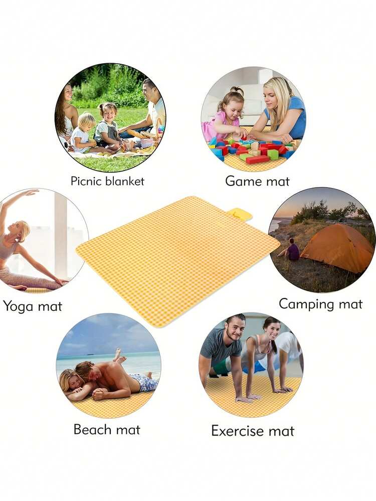 超大防水野餐毯，80英寸x80英寸格子图案，适合沙滩、户外、草地露营等场合，情侣创意婚礼礼品清单 - 彩色 - 查看 5