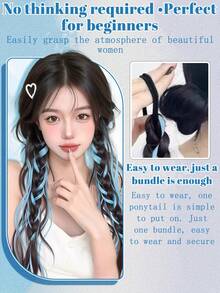 Synthetic Messy Braid, Pink Blue Grey Wig Braid, Boxer Braid Wig Women Ponytail New Chinese Fried Dough Twists Long Braid - Multicolor - View 4
