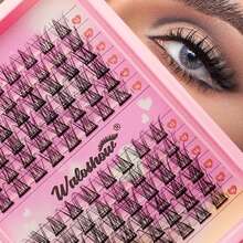 Waloshow 6片DIY假睫毛簇，10-16毫米，自然妆效，浓密纤长，超级柔软轻盈，可重复使用，单节假睫毛，睫毛嫁接套装，适合初学者，旅行、日常佩戴、婚礼、约会、派对、节日等场合，也是圣诞节/万圣节/送礼佳品。 - D - 查看 11
