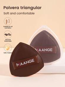 MAANGE 1pc Triangle Makeup Sponge Puff With Storage Box, Soft Texture, Wet & Dry Use, Reusable Makeup Tool For Foundation, Powder, And Cream, Portable Travel Gift, Suitable For Women And Girls - Coffee Brown - View 5