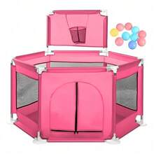 Corralito de Bebé con Pelotas – Gimnasio de  Plegable y Multifuncional, Ideal para Sala de Juegos o Hogar, Amplio y Divertido para el Desarrollo del Niño - Rosa - Ver 1