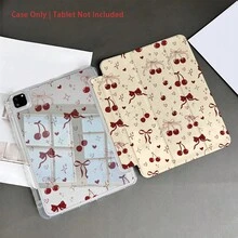 10.9/10.2 Inch Tablet Case With Pencil Slot, Fit For Air 5th Gen/Pro11/10th/9.7/Air 2/7th Gen/8th Gen/Air 4/5/Pro 11/10th Gen 10.9 Inch 2022/Air 13(M3 2025)/Air 11(M3 2025)/11(A16 2025), Cherry Red & Pink Bow Design, Compatible With Galaxy Tab S10+/S9/A9, 5/5PR/6/6PRO/7/7PRO, Auto Sleep/Wake - Multicolor - View 3