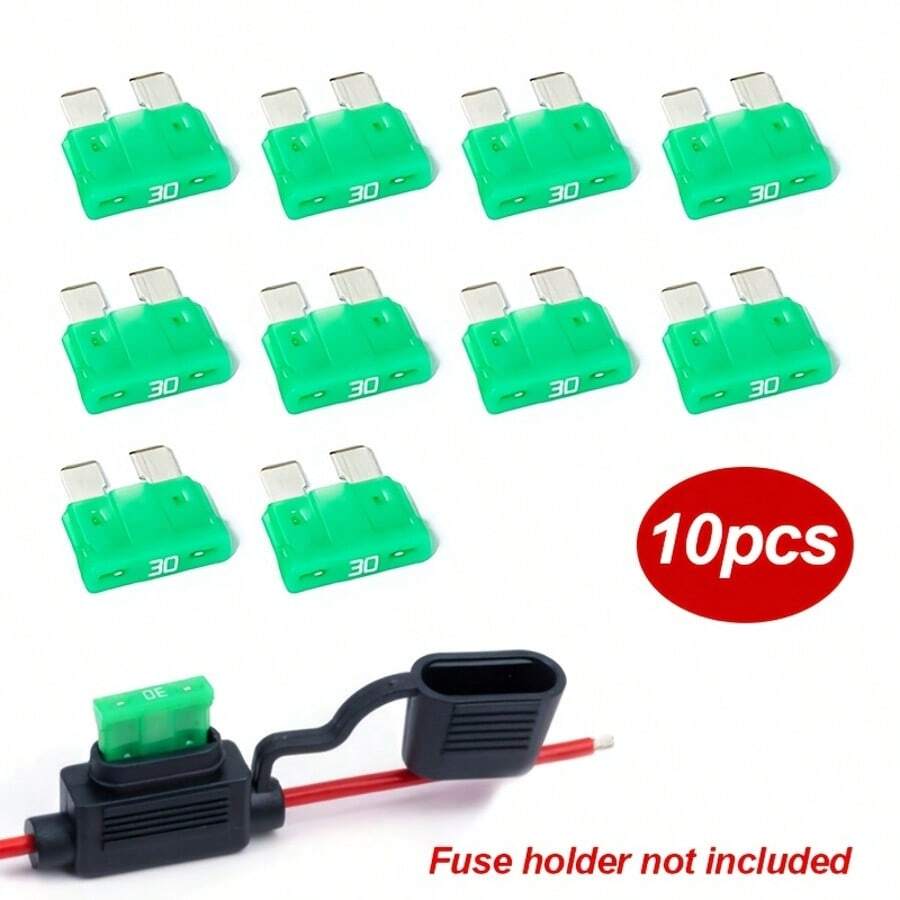 CKGO 10pcs ATOF Series 30A Standard Blade Fuses, 30A Automotive Fuses Suitable For Cars & Trucks - Medium - View 1