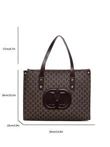 时尚复古新款M品牌装饰单肩手提包，便携手提包，适合女性购物、通勤上班和日常使用 - 咖啡 - 查看 2