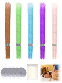 Ear Candles, 10 Pcs Natural Beeswax Ear Candles Kit, Honeycomb Beeswax Ear Candles, Cylindrical Scented Hollow Conical Candles, Used For Cleaning Ears - View 1