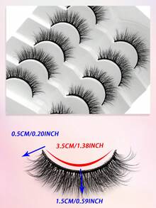 ENCHUW 5 Pairs 3D Fake Eyelashes Natural Lashes Natural Look Short False Eyelashes Pack Reusable False Lashes Soft Wispy Lashes Fluffy Eye Lashes - Black - View 2