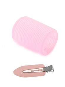 女士专用2种尺寸卷发器，12个卷发器，适用于长发、中发、短发，大号、中号、小号自粘式卷发器，含12个卷发器、1个发夹、1个化妆包和1个爪夹 - 粉色 - 查看 14
