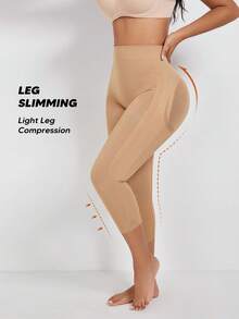 High Waist Seamless Slimming Shaping Leggings - Apricot - View 3
