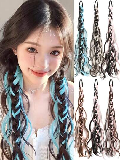 Trenza desordenada sintética, peluca con trenza rosa azul gris, peluca con trenza de boxeadora para mujer, nuevas trenzas largas de masa frita china