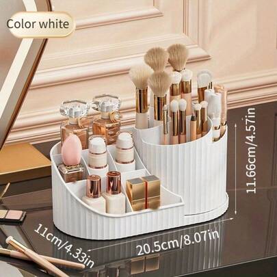 360° Rotating Brush Storage Box & Stand, Makeup Storage Container: A Multi-Functional Rotating Makeup Storage Stand, Suitable For Lipsticks, Eyeshadow Brushes, Makeup Brushes And Makeup Tools | Bedroom Desktop Rotating Stand, Large-Capacity Dust-Proof Makeup Storage Container, Desktop Pen Holder Storage, Suitable For Beach Vacations, Bathrooms, Bedrooms, Office Desks, Etc., Can Also Be Used As A Holiday Gift