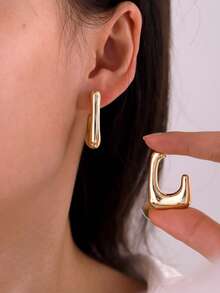 Set de 18 pendientes con estilo geométrico, adecuados para uso diario, fiestas, viajes y ocasiones casuales - Dorado - Ver 5