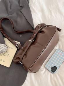 High-Quality Women's Shoulder Bag, Strap Design Large Capacity Fashion Versatile Tote Bag, Suitable For Office Ladies - Coffee - View 8