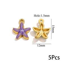 1/5 Pcs Stainless Steel Enamel Starfish Charms For Jewelry Making DIY Bracelet Necklace Jewelry Gold Pendants Handmade Crafts - Multicolor - View 16