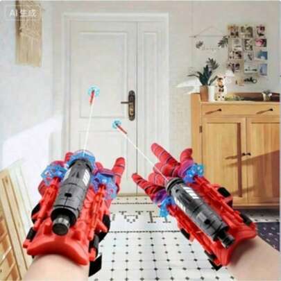 2026蜘蛛网发射器玩具套装，英雄发射器手环玩具，角色扮演发射器腕带配件，粘性软弹趣味玩具