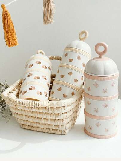 1 pieza Contenedor portátil hermético a prueba de humedad para almacenar fórmula de leche en polvo para bebés, dispensador de viaje multifuncional de 3 capas de gran capacidad, recipiente a prueba de derrames y fugas para aperitivos y alimentos para la vuelta al cole