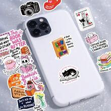 56pcs Book Reading Text DIY Creative Graffiti Stickers, Tablets, Computers, Laptops, Phone Cases, Guitars, Desktops, Water Bottles, Suitcases, Skis, Decorative Art Stickers, Hand Account Decorative Stickers - Multicolor - View 5