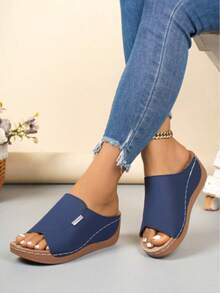 Sandalias de playa de moda para mujer, zapatillas casuales para exteriores - Azul - Ver 4