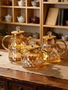 1pc Large Capacity Heat-Resistant Glass Teapot, Heat-Resistant Glass Water Tank, Suitable For Summer Cold Water, Lemon Water, Fruit Tea, Heat-Resistant, Let Guests Enjoy To The Fullest - Multicolor - View 2