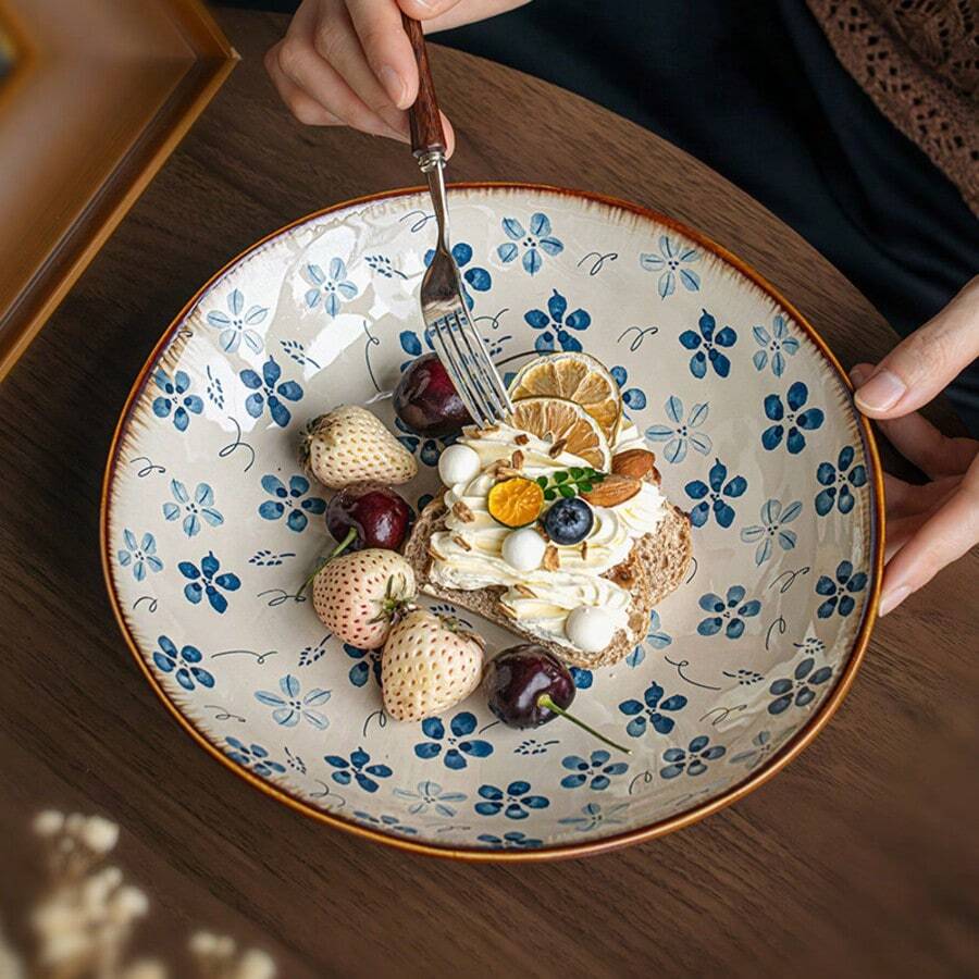 1个不规则陶瓷盘，9英寸汤盘/餐盘，家用 - 查看 1