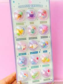3D Capsule Glitter Stickers, Featuring Transparent Capsule Shape With Enchanting Glitter Inside, Shimmering When Shaken! Adorable Cartoon Characters, Waterproof And Durable, Easy To Apply On Notebooks, Cups And Phone Cases, Bringing Charming Girliness! - Multicolor - View 6
