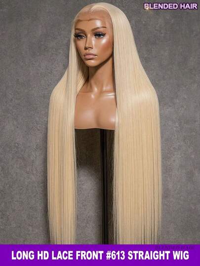 Tóc giả ren phía trước 13*4 mật độ 200% #613 màu vàng bạch kim, đã được tỉa sẵn tóc con, không cần keo dán, dành cho nữ, đường chân tóc tự nhiên, tóc trinh nữ Brazil, thoải mái khi sử dụng hàng ngày.