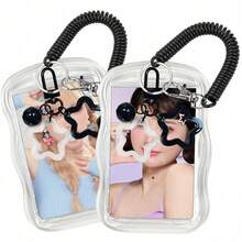 1pc Cute Photo Card Holder Keychain, Korean Celebrity Merchandise Photo Card Holder Keychain, Transparent PC Material, Creative Photo Card Holder, Metro/Bus/Student Card Photo Protector, School Supplies, Back To School Season - A - View 6