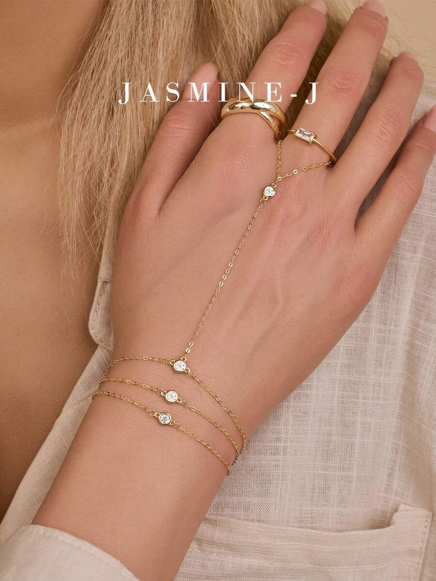 1pc S925 Sterling Silver Bracelet,Gold Bracelet,Hand-Held Chain,Zirconia Bracelet,Multi-Layer Bracelet,Minimalist Luxury Design,Wedding Gift,Holiday Gifts - Multicolor - View 1