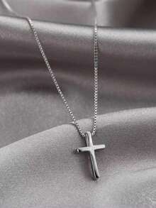 1件优雅十字架吊坠项链，简约独特设计，适合日常及度假佩戴，女士度假约会四季皆宜的精美饰品，生日礼物佳选，小巧精致设计 - 彩色 - 查看 3