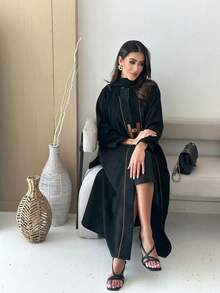 New Arrival Ramadan Abaya Dress, Fashionable Long Robe For Ramadan - Black - View 1