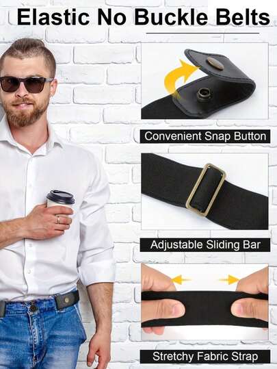 Invisible Buckle-Free Elastic Waist Belt - Adjustable Elastic Fit, Durable Polyester-Spandex Blend Fabric, Suitable For All Pants, Jeans, Dresses, Skirts, Casual Wear | Buckle-Free Belt | Slim Waist Belt