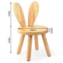 Rustic Solid Wood Bunny Stool, Lightweight Portable Round Seat With Unique Ear Back, Versatile Accent Chair Side Table For Indoor Living Room Bedroom Use - 2 Pcs - View 2