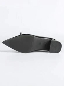 Women's Pointed Toe Elegant Chunky Heel Slip-On Dress Shoes - Black - View 10