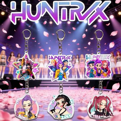 6pcs Cute Korean Girl Group Acrylic Keychain Pendant, Portable Bag Charm, Suitable As Easter, Valentine's Day, New Year Gift And Daily Decoration