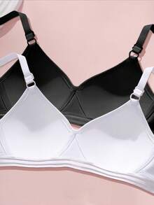 2pcs/Set Girls & Teens Comfortable Breathable Shaping Bras, Suitable For 13-16 Years Old Girls Growing Period - Multicolor - View 4