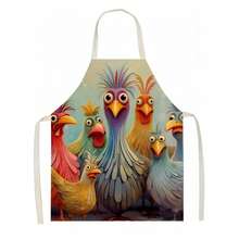 1pc Colorful Funny Chicken Pattern Polyester Apron, Suitable For Kitchen, Home, Party, Holiday Gift, Unisex - Multicolor - View 5
