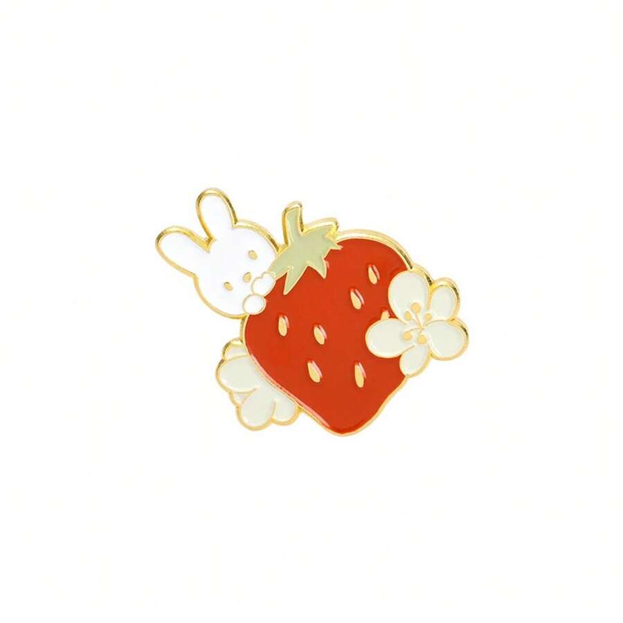 Cartoon Simple And Creative Strawberry Series Alloy Brooch, Cute Kitten, Rabbit Versatile Accessories Paint Badge - XZ3631 - View 1